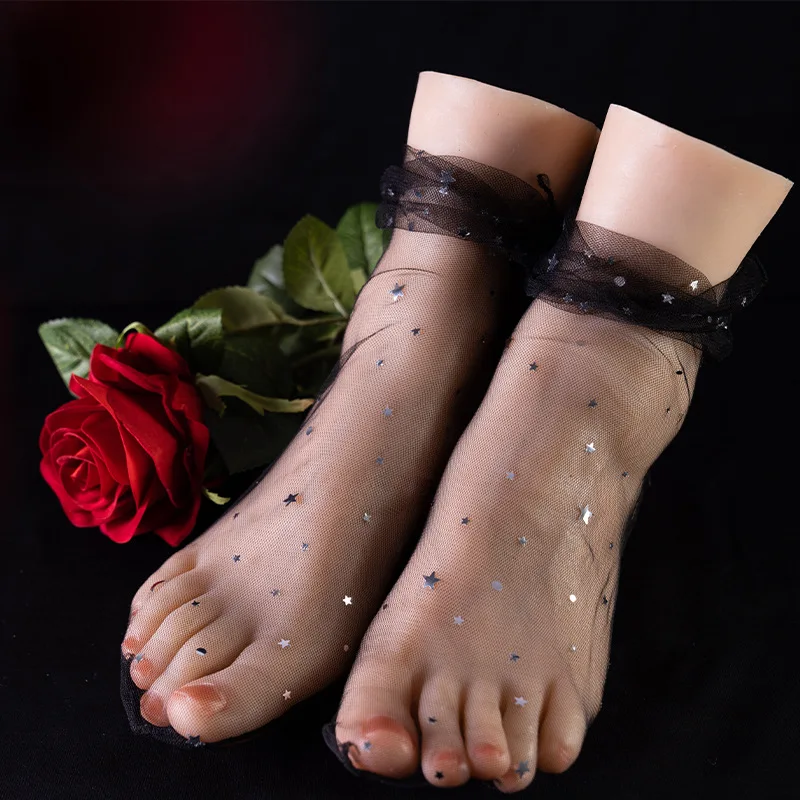 Large Size Mature Female Lifelike Foot Model Arch Liquid Silicone Feet for Nail Foot Fetish Socking Shoes Display TGDW41