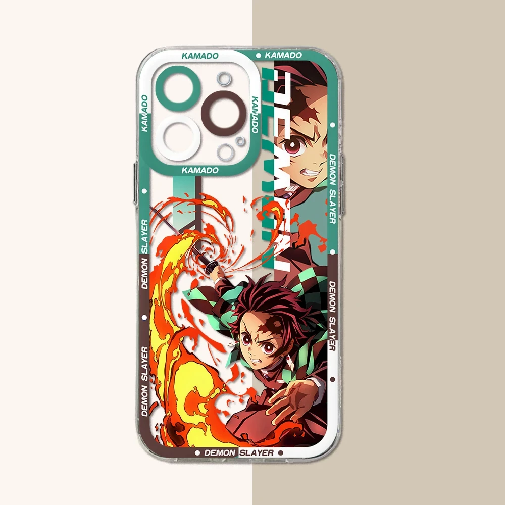 Anime Demon Slayer Clear Case For iPhone 16 Pro Max 15 14 Pro Max 13 12 11 XS X XR 8 7 SE 2020 Soft Silicone Protector Back Etui