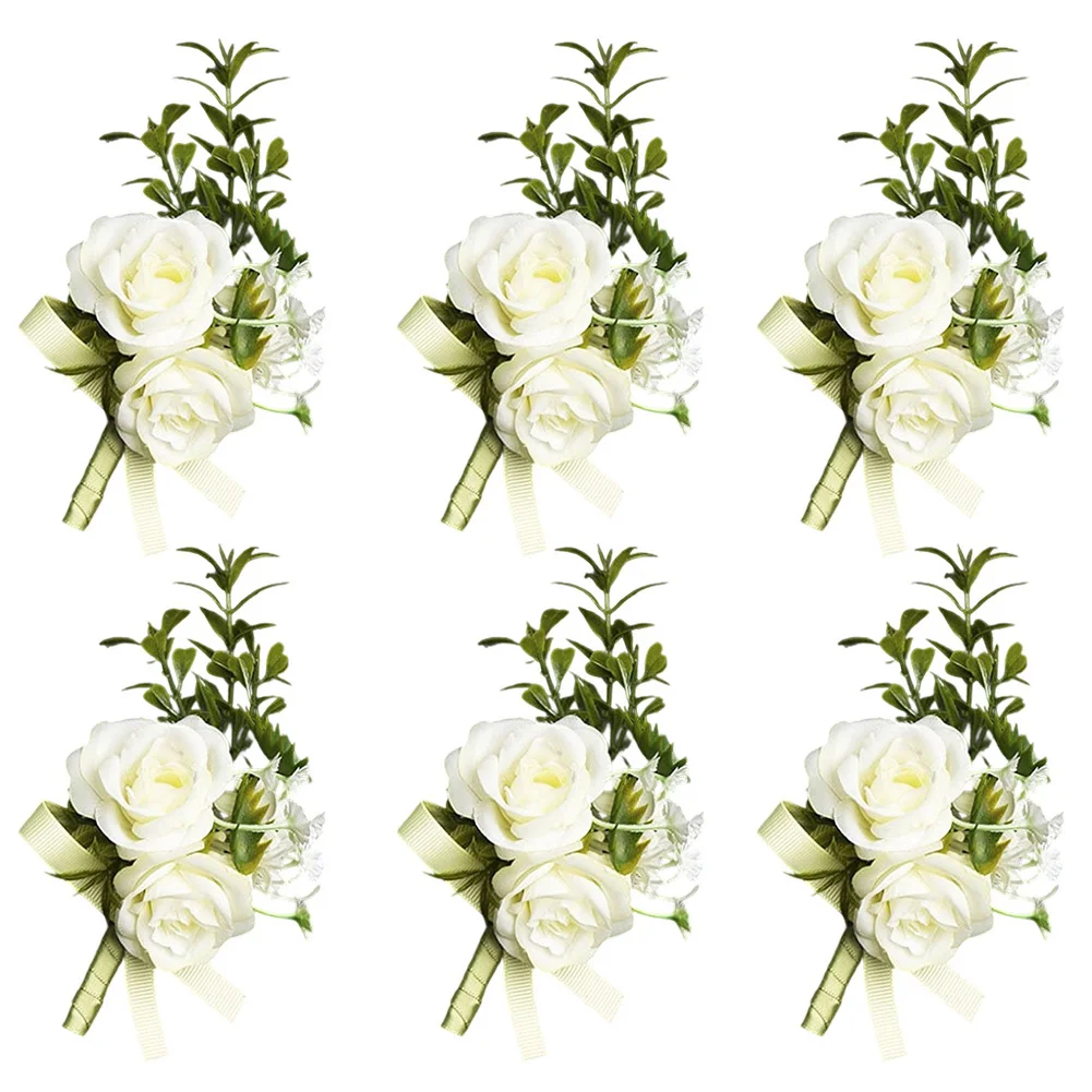 

Изысканный набор из шелковых роз: бутоньерка и корсаж для мужчин и женщин, ручная работа, цветочные аксессуары для особых случаев