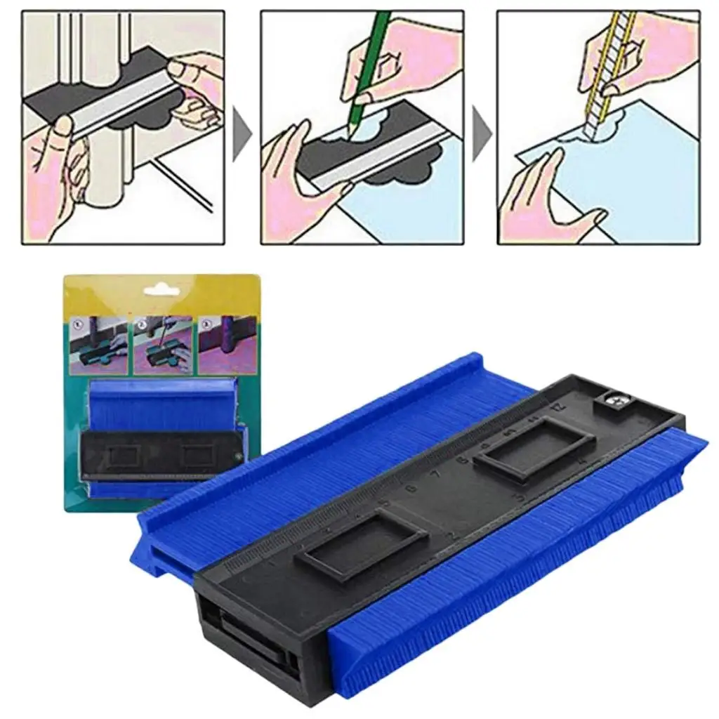 Profile Gauge Duplicator, 4.7Inch Plastic Woodworking Shape Tracing Template Measuring Tool, Pipe Tile Frame Gauge