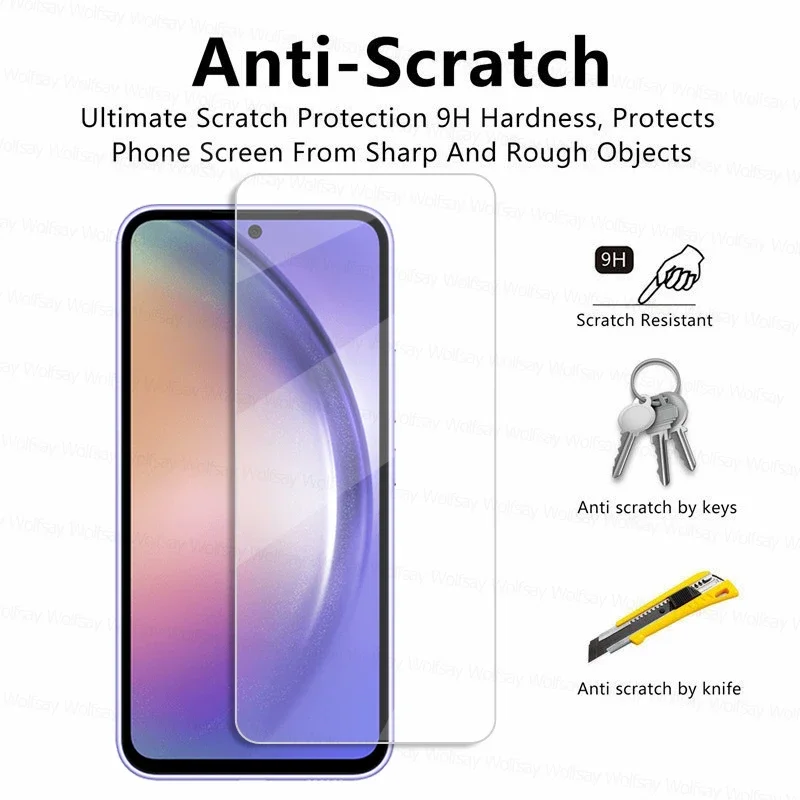 2/4 pièces protecteur d'écran pour Samsung Galaxy A54 5G verre trempé Samsung Galaxy A04S A14 A24 A34 A54 5G verre d'écran à colle complète