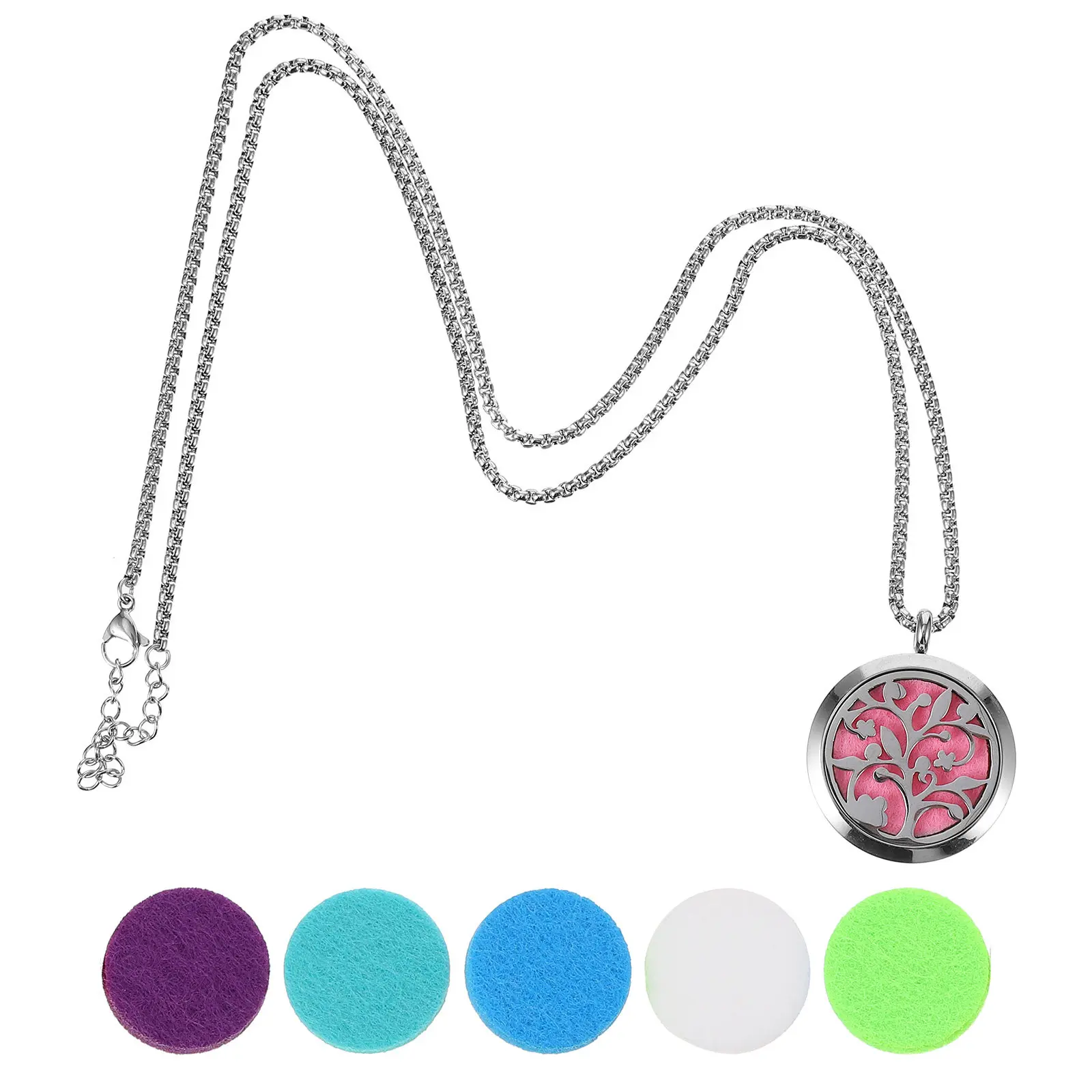 1 pc Aromatherapy Diffuser Necklace Tree Design Pendant For Neck Decoration Air Cleaning Replacement Cushion Simple Structure