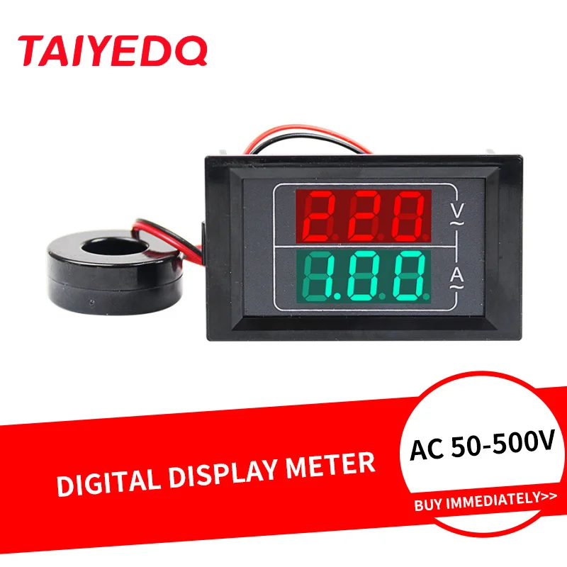 Digital Voltmeter Ammeter LED Dual Digital Volt Amp Meter Gauge AC50-500V 220V D85-5035VA