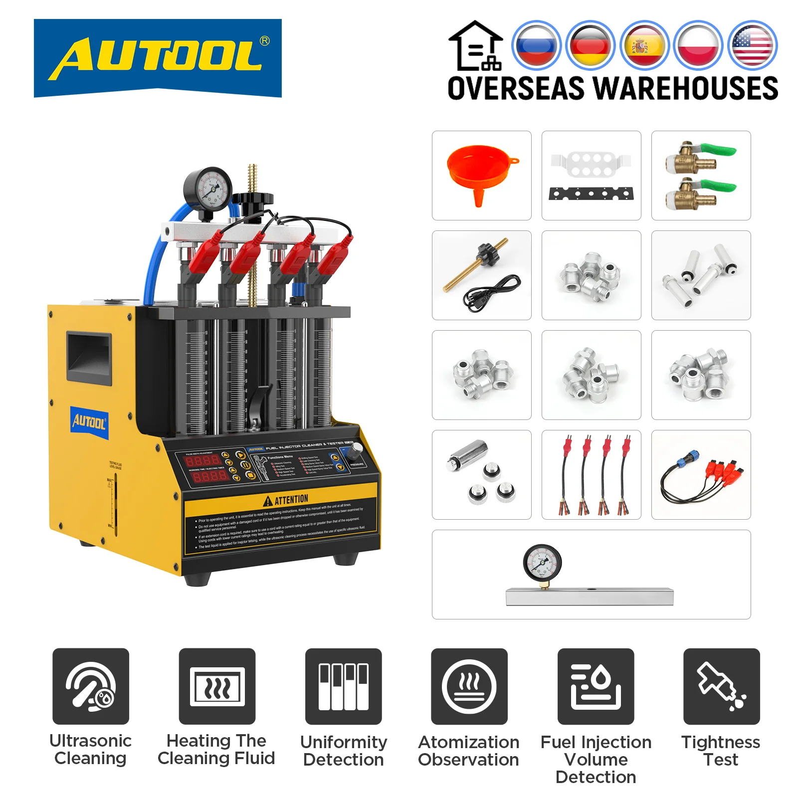 CT160 Автомобильная топливная форсунка с подогревом, машина для ультразвуковой очистки, тестер топливной форсунки для мотоциклов, проверка утечки, блокировка