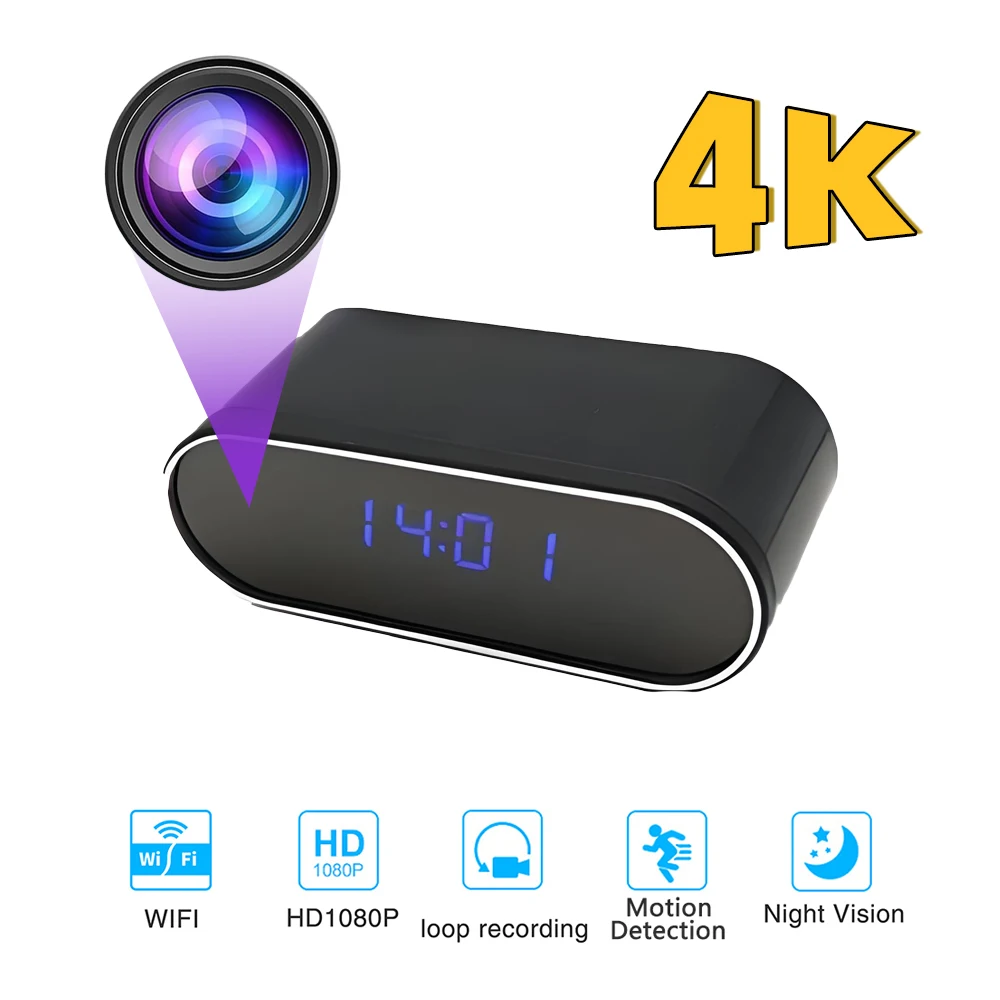 Mini Camera Clock Full HD 1080P Wireless Wifi Control IR Night Vision View DVR Camcorder Home Surveillance Monitor Video 