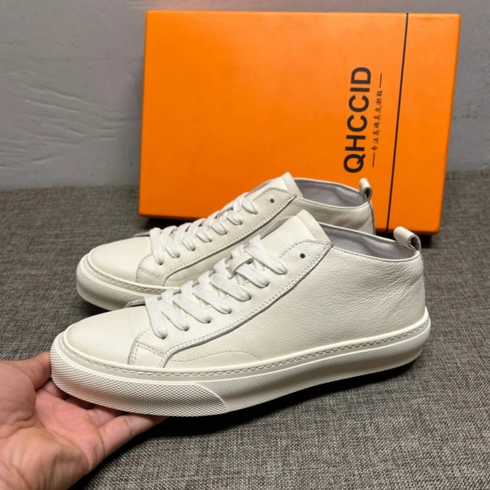 

QHCCID Leather Casual Shoes Men's Warmth-Enhancing Down-Added Cotton Shoes Men's Short Boots