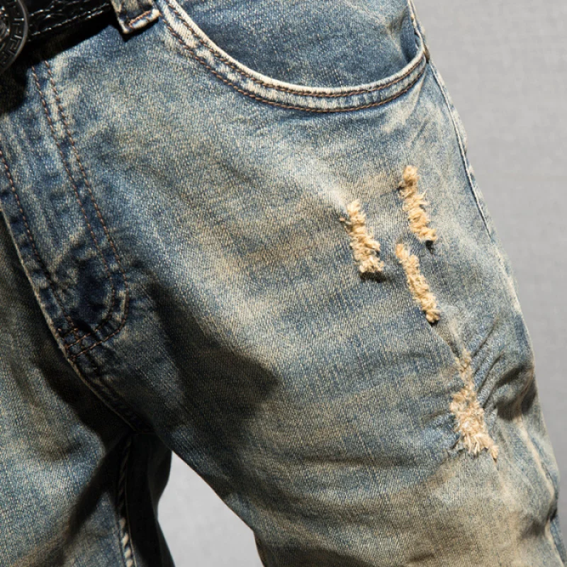 JXN821 Pantaloncini di jeans estivi da uomo ricamati piccoli pantaloni hip-hop di marca marea Qingxin cinque pantaloni dritti