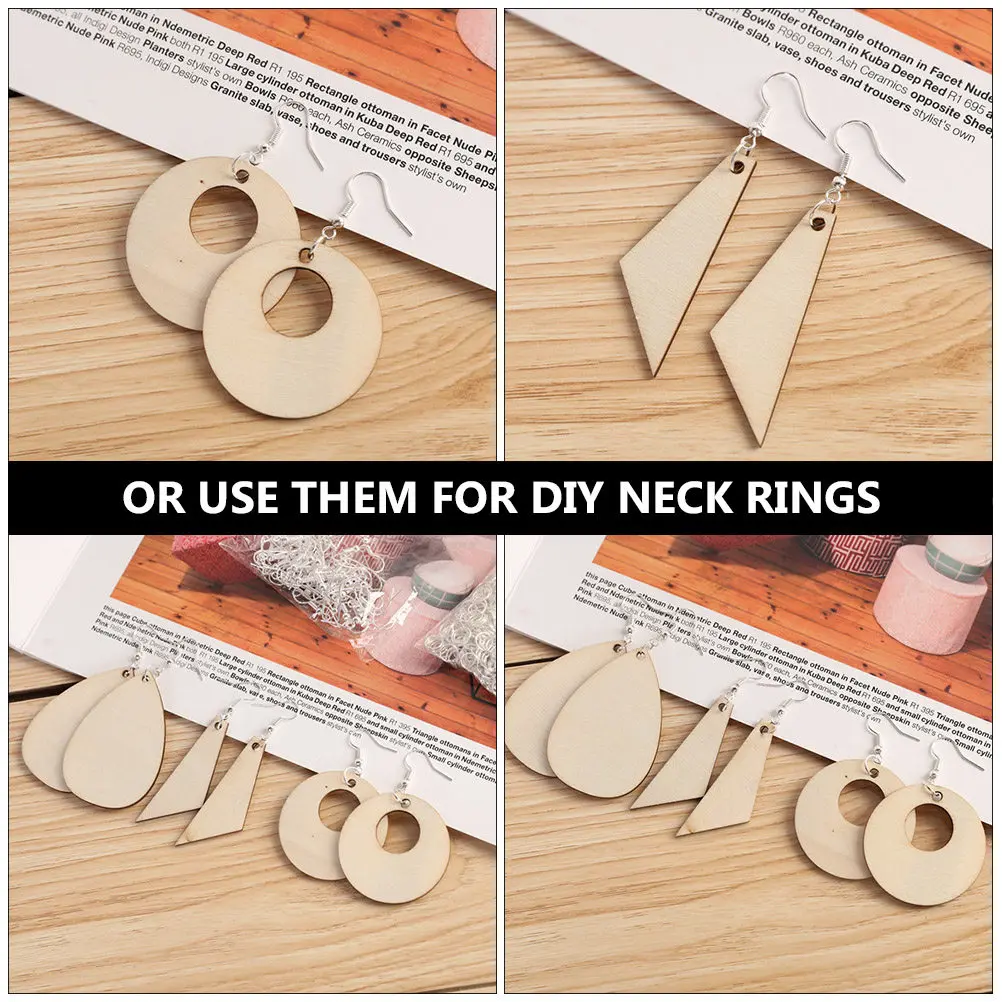 

Набор для изготовления сережек из дерева, 60 шт., изысканные гладкие ювелирные аксессуары для повседневного ношения, уникальные подвески-капли и изделия ручной работы