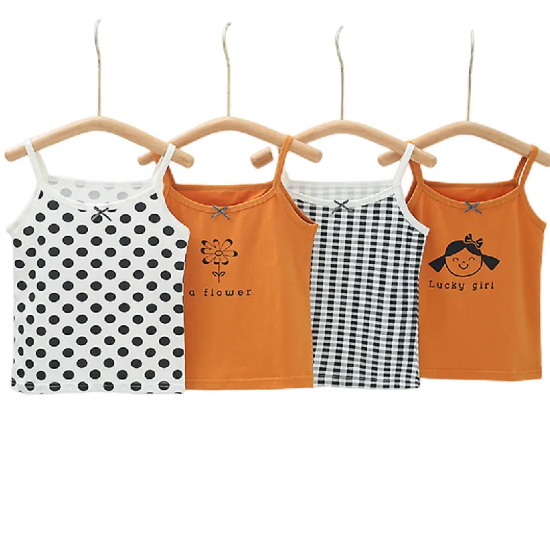 3pcs Children Undershirt Girls Cute Design Singlet Cotton Underwear Tank Soft  Breathable Tank Tops for Baby Girl Size 110-150