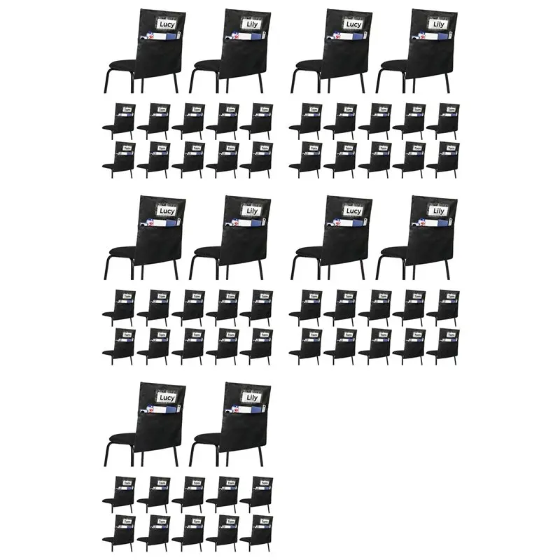 ABFU-60 Pack Chair Pockets For Classrooms -Seat Sacks Organizer For K-2 Students, Fabric Storage Pockets For School Supplies