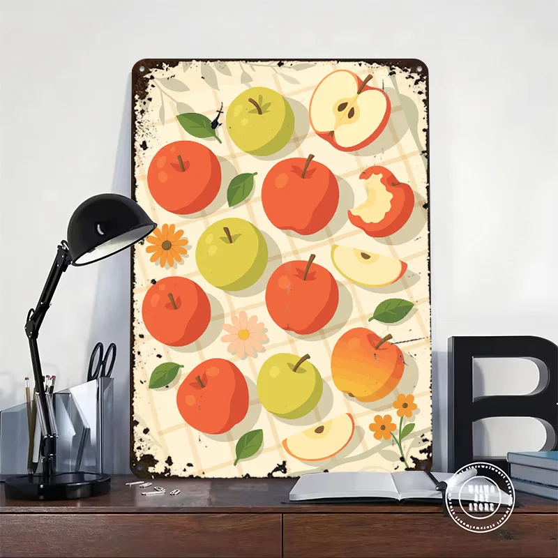 Apple – A Stylized Tablescape Poster Customized Vintage Metal Signs Wall Art Retro Tin Plaque for Interior Accessories Wand Deko