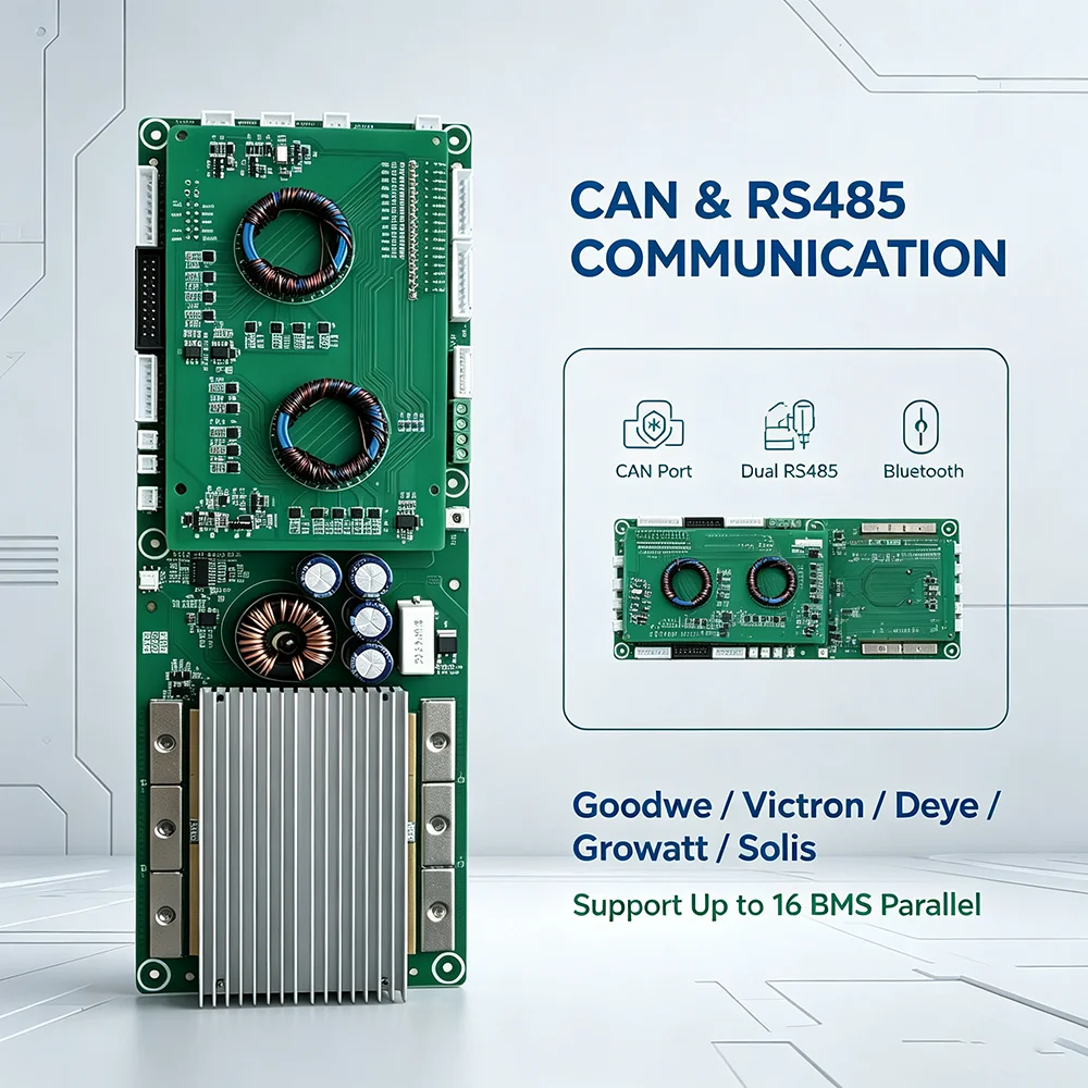 JBD J4 Smart BMS with 3A Active Balance WiFi 24V 7S 8S 15S 100A 150A 200A Battery System PCB 16S 48V CAN Inverter BMS Lifepo4