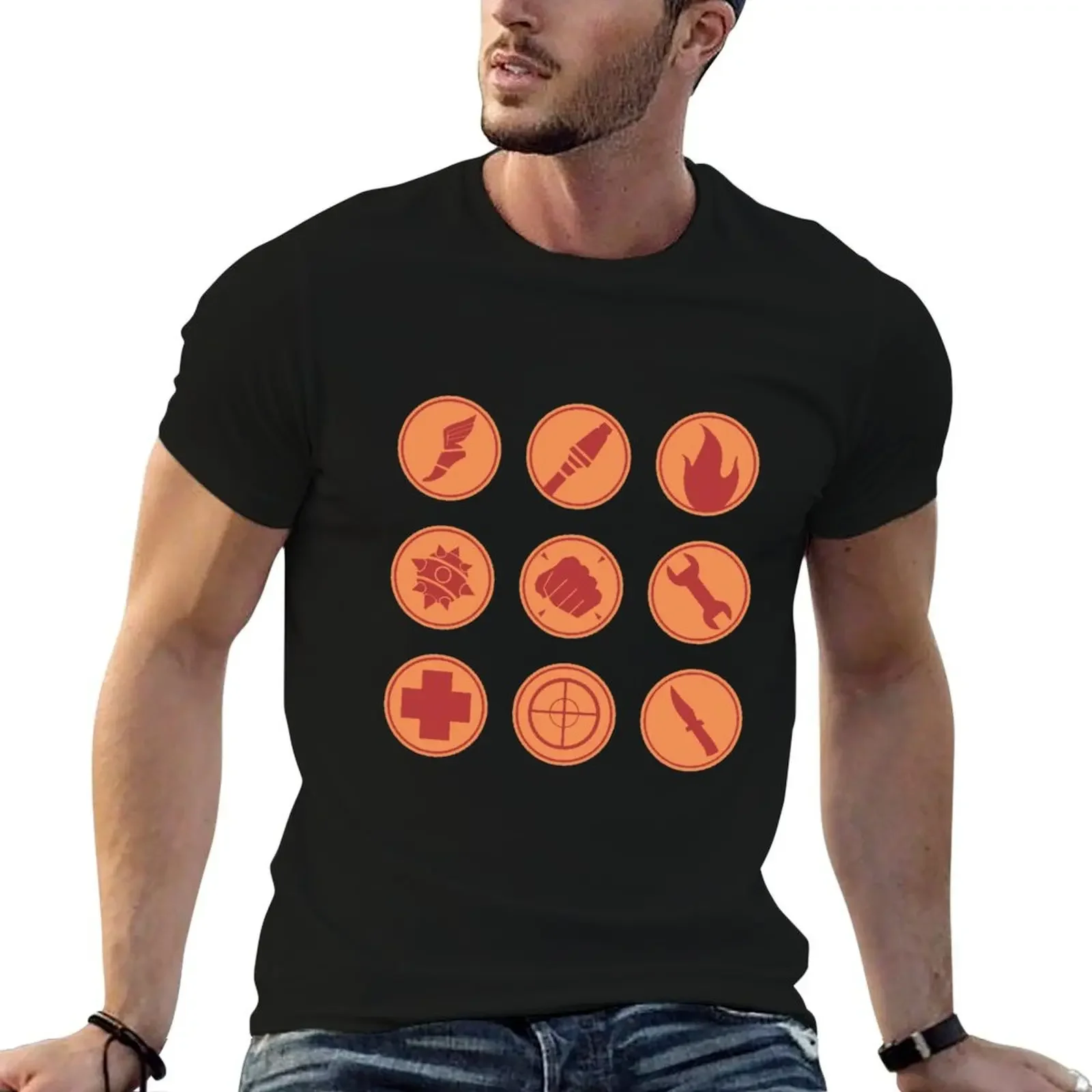 

TF2 RED Class Symbols T-Shirt vintage anime t shirts Short sleeve tee men