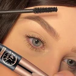 Waterproof Black Mascara Makeup Lengthens Eyelashes Extension Silk Fiber Mascara Non-smudge Anti-sweat Mascara Makeup Cosmetics