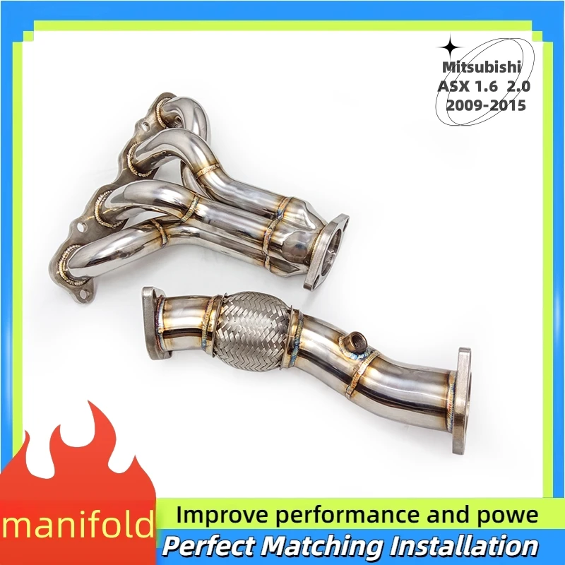 For Mitsubishi ASX 1.6 2.0 2009-2015 Downpie Exhaust Manifold Header Engine Stainless Steel Exhaust Muffler Pipe Converter