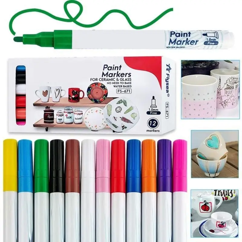 Creative Ceramic Marker Pen Set of 12 Bright Color Art Markers For Endless Artistic Possibilities On Multiple Surfaces