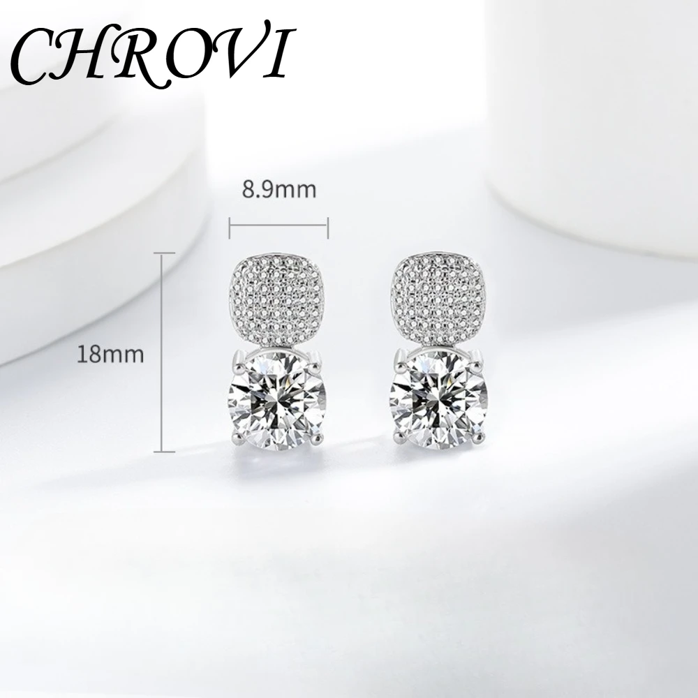 Exquisite 925 sterling silver diamond-encrusted square zirconia stud earrings for women - simple, small, versatile jewelry. view 5