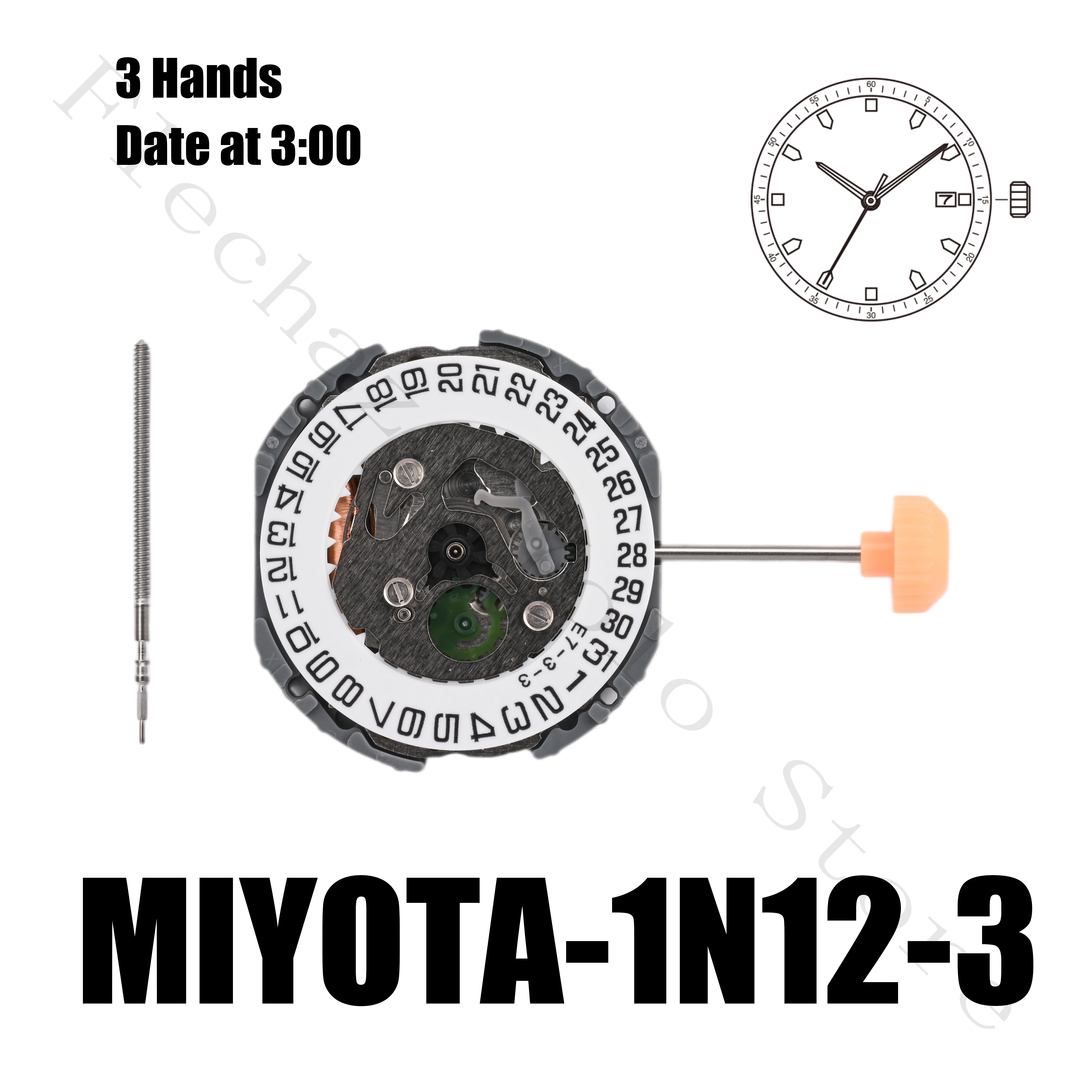 

1N02 Movement Japan Miyota 1N02 Movement 3 Hands Date At 3:00/6:00