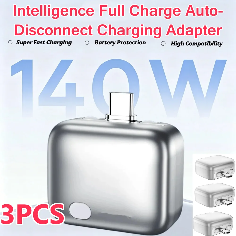 3/1PCS Intelligence Full Charge Auto-Disconnect Charging Adapter 140W Fast Charge  Separator Automatically for Type-C Charge