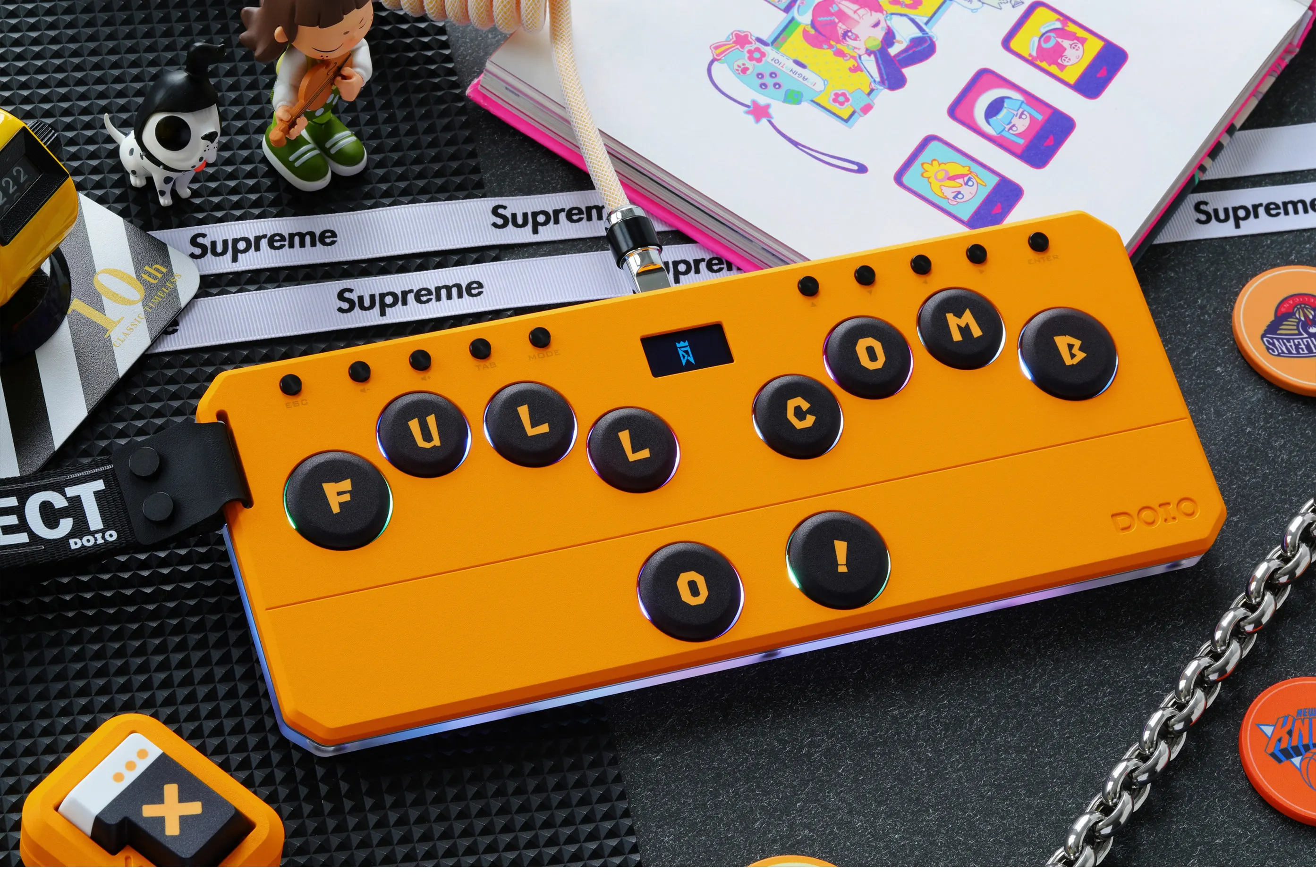 DOIO Mini Aluminum Alloy Low Profile Mechanical Keyboard Music Game Keyboard Customize Hot-Swap Portable Arcade Joystick Stick