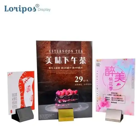 레스토랑 책상 번호 카드 클립 스탠드 광고 포스터 프레임 포스터 보드 클립 메뉴 스탠드 홀더 금속 골드 블랙 은빛