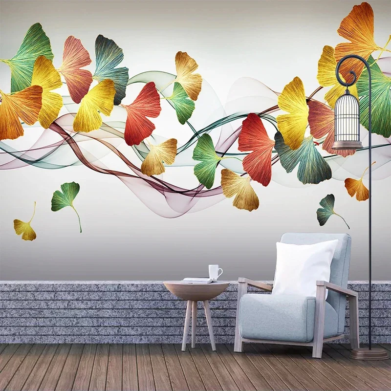 

Custom Wallpaper Mural Papel De Parede Leaves Abstract Smoke Modern Restaurant Living Room Bedroom Photo Wall Papers Home Decor