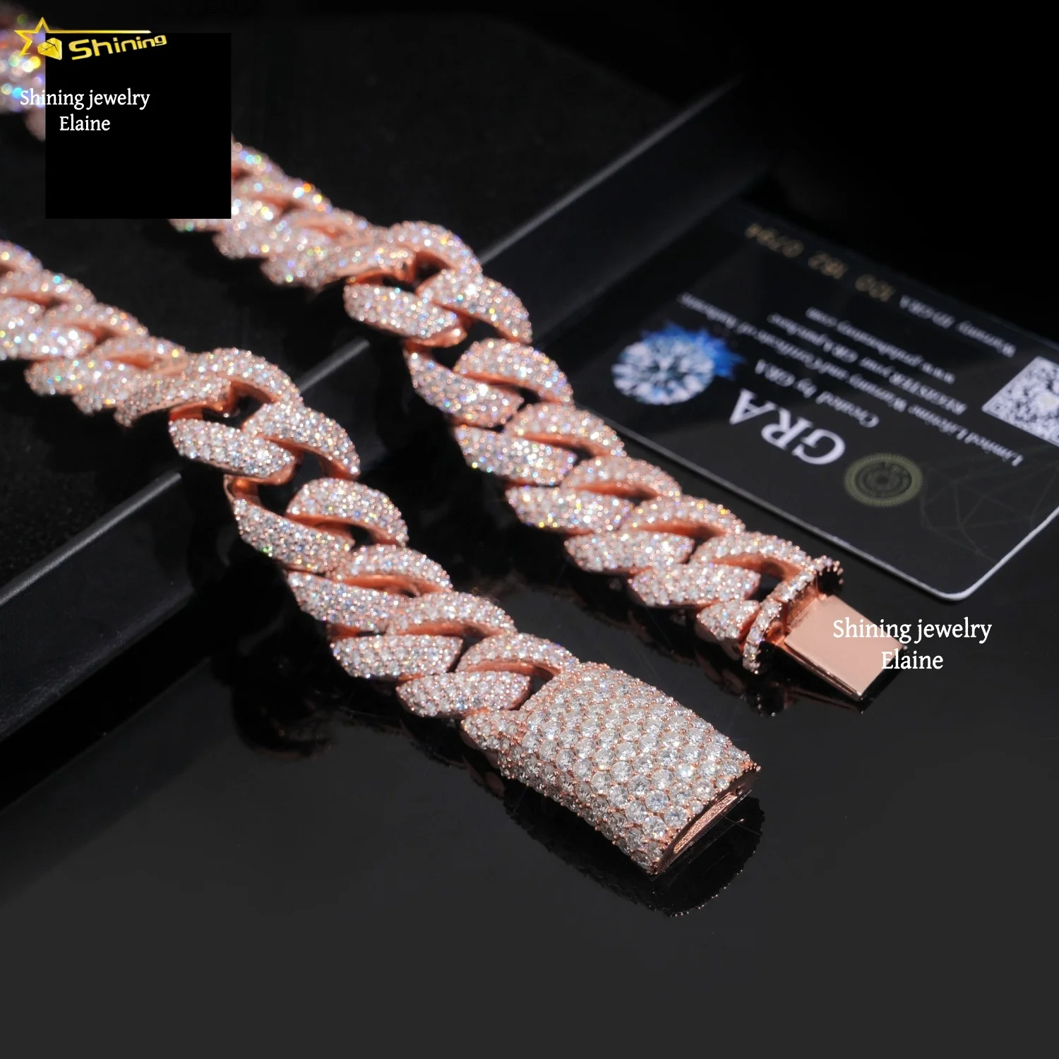 Jewelry Iced .Fashion Out Custom Moissanite Hip Hop 20MM VVS Moissanite Diamond 925 Sterling Silver Cuban Link Chain Necklace