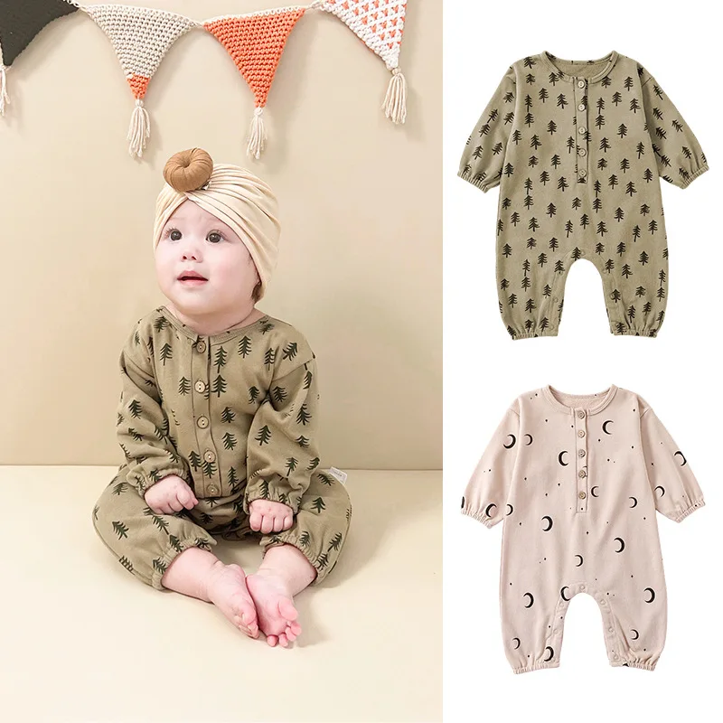 

Newborn European Kids Girl Boy Sweatshirts Set Spring Children Casual Overalls Dots Baby Long Sleeve Print Jumpsui Rompers