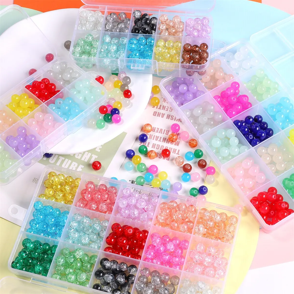 200pcs Box Filled with Broken Glass Beads, Loose Beads, DIY Handmade Bracelets, Necklaces, Beads, Jewelry Accessories