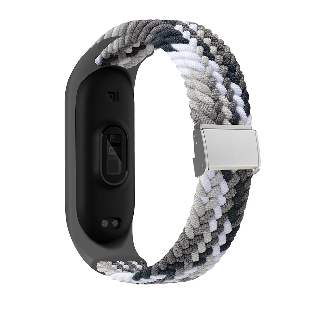 Riem Voor Mi Band 7 Armband Rvs Elastisch Verstelbare Nylon Gevlochten Miband4 Miband 5 Correa Voor Xiaomi Mi Band 4 3 5 6