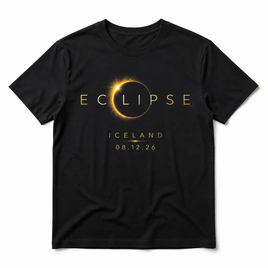 2026 Solar 08 12 26 Total Eclipse Iceland T Shirts Casual Tees Short Sleeve Round Collar T-Shirt Pure Cotton Tops