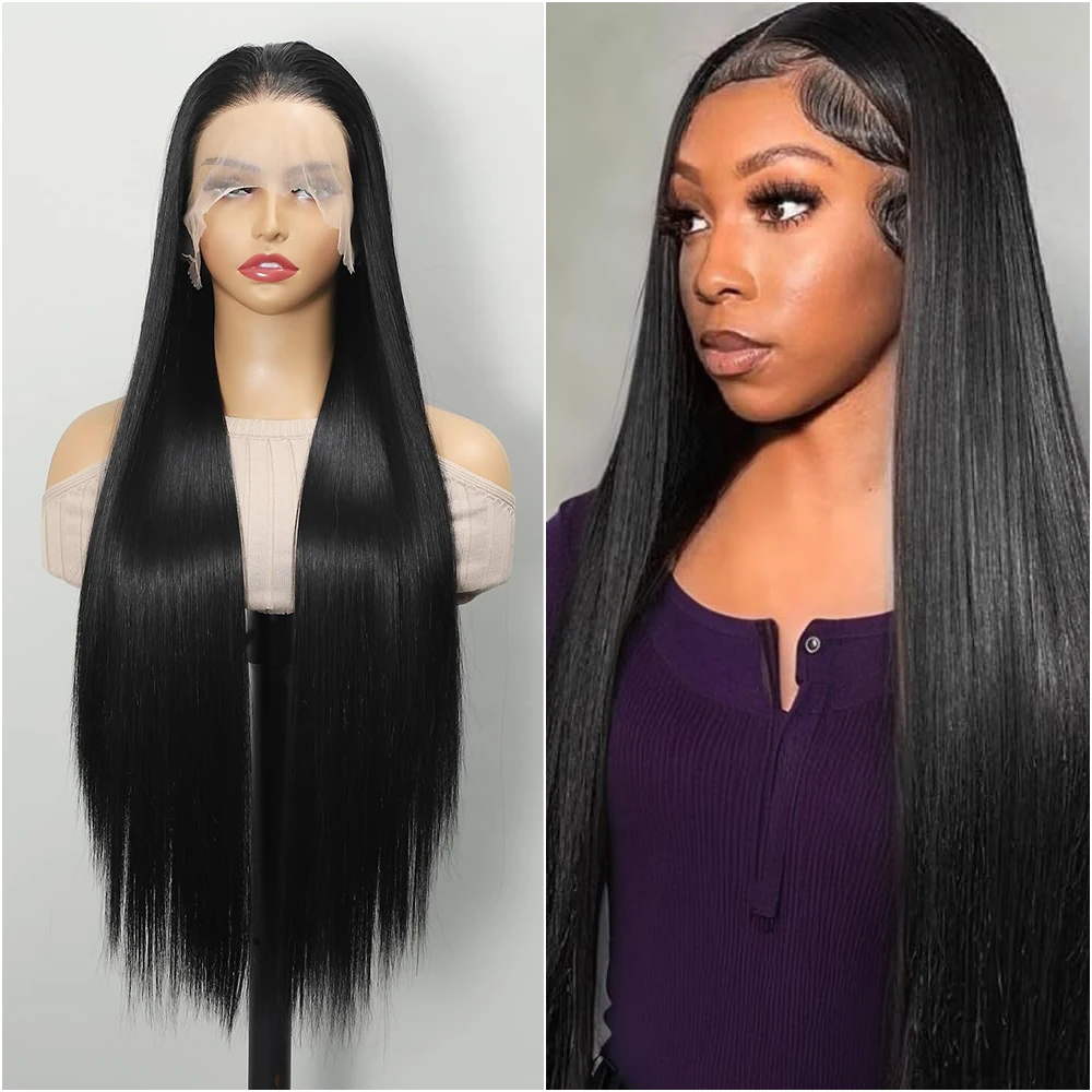 

30 40 Inch Bone Straight 13x6 Hd Lace Frontal Wig Brazilian 13x4 Hd Transparent Human Hair Pre PluckedWigs For Women 220 Density