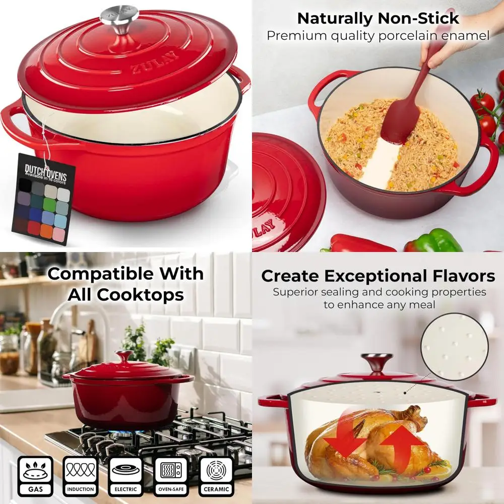 

Enameled Cast Iron Dutch Oven Pot 5 Quart - Heavy Duty, Oven Safe to 500°F, Premium Durability, Large Capacity Cookware