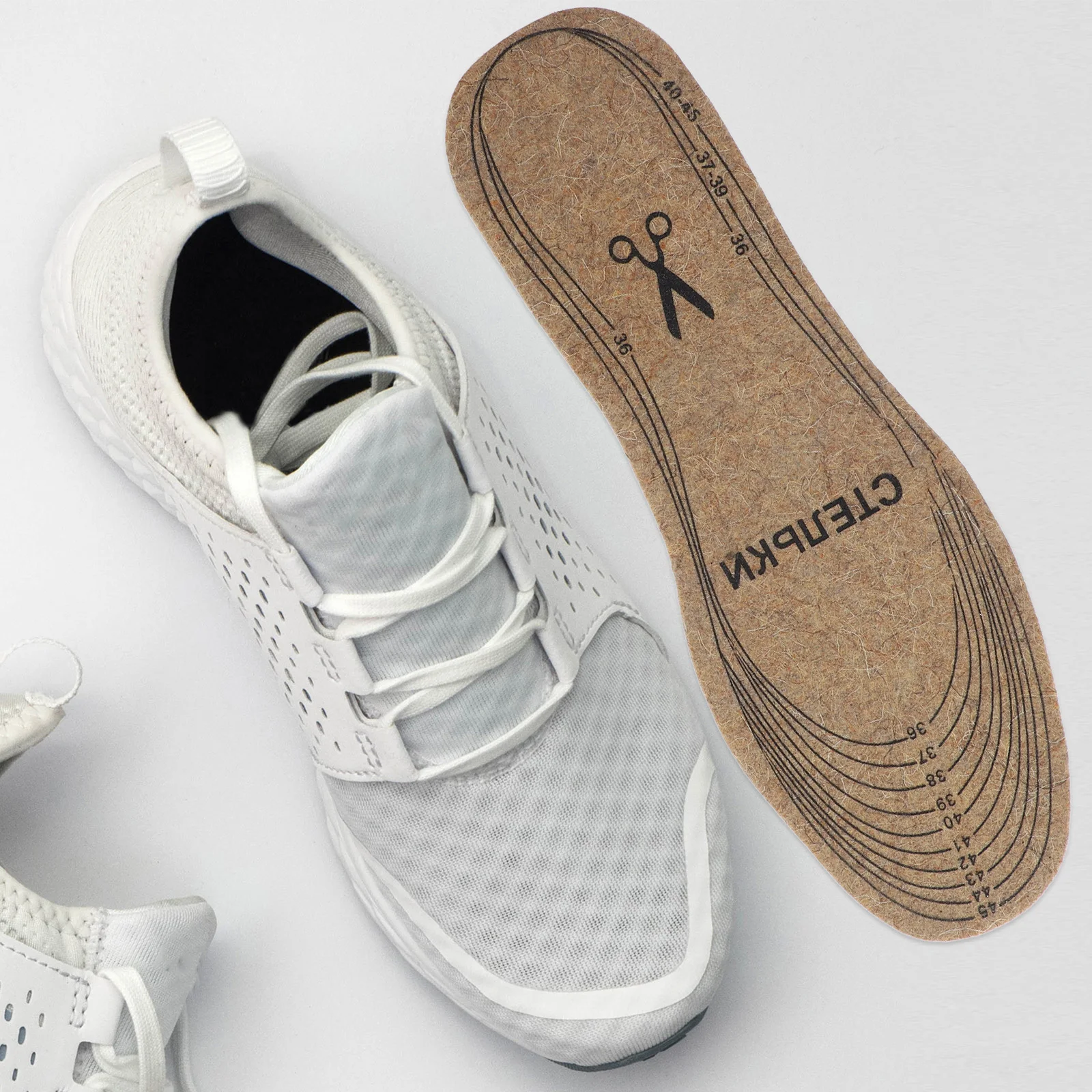 

4pcs Cuttable Wool Felt Insoles High Density Warm Shoe Inserts Adjustable Size Winter Footbeds For Boots Sneakers Replacement