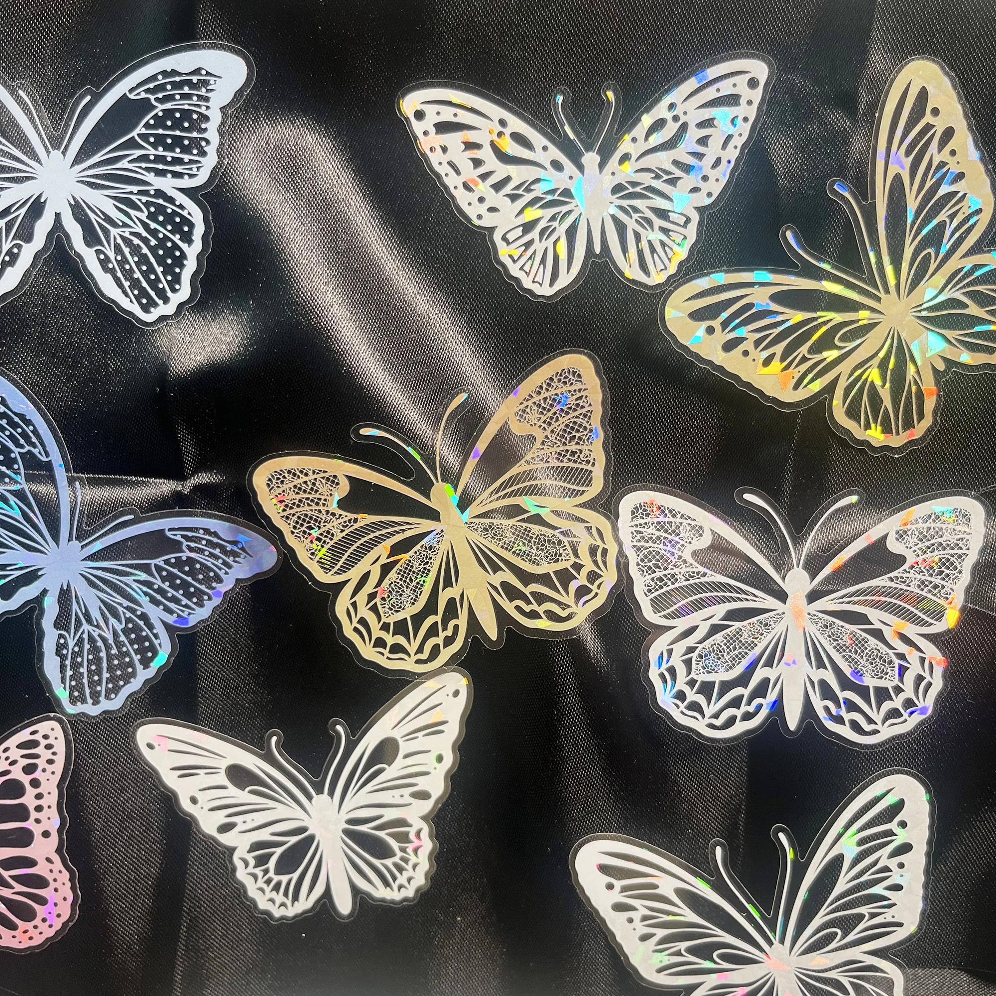 JAIIMAN 20 Stück glänzende Laser-PET-wasserdichte selbstklebende Schmetterlingsaufkleber, für DIY-Handwerk, Dekorationen, Scrapbooking, Tagebuch – Detail 4