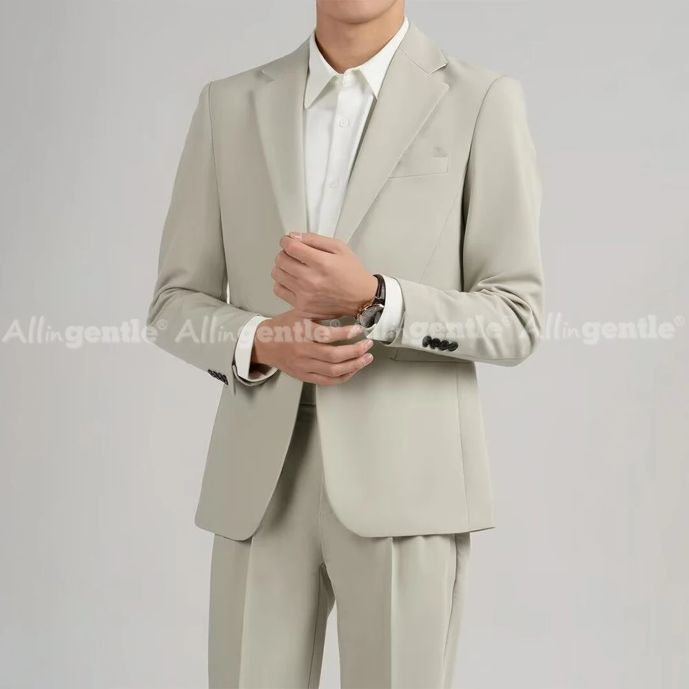 Classic Fit 2 Piece Suit Men Solid Color Regular Fit Mens Outfits 2 Piece Sets for Men Daily Single Button