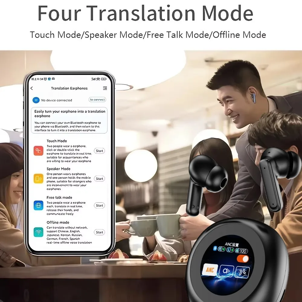 Real Time AI Translator Earbuds Noise Cancelling Smart Screen  Ai Powered Translation Earphone For Talk Travel