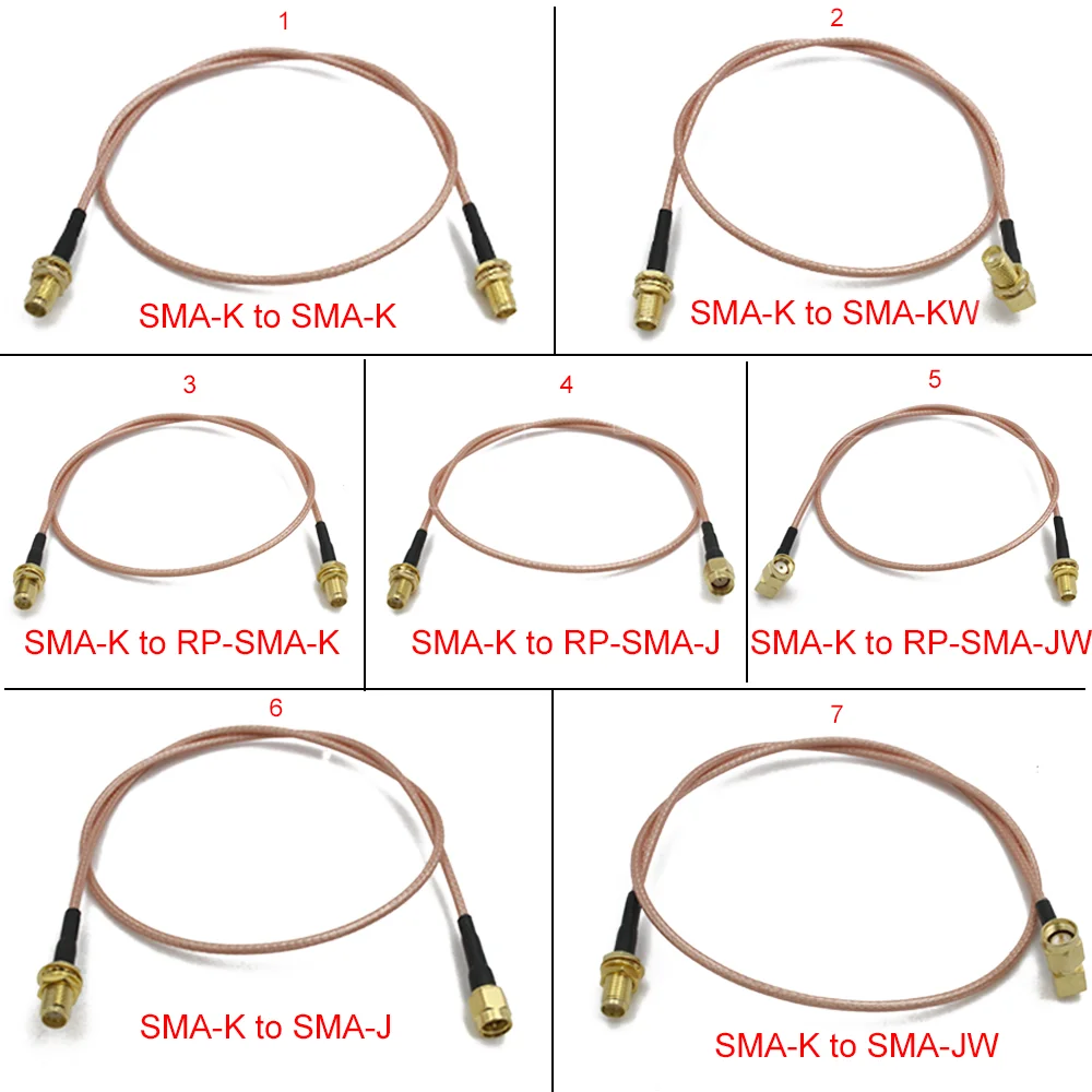 RG316 SMA to SMA/RP SMA Male Plug & Female Jack Connector RF Coaxial Jumper Pigtail Cable Wire Terminals For WIFI Wireless 3G 4G