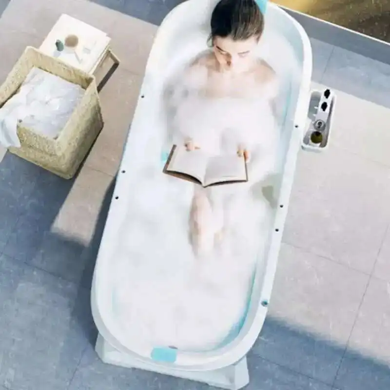 

Sit Miniature Portable Bathtubs White Strong Bathroom Bucket Cold Bathtub Folding Foot Bainoire Pliable Adullte Home Furniture