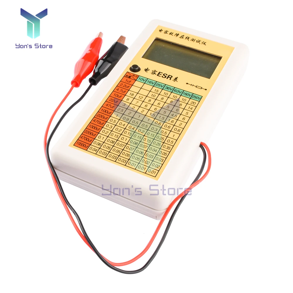 LCD pojemnościowy miernik parametru ESR usterka Online Tester wewnętrzny kondensator omomierz miernik rezystancji 0.01-99/1-9.9/10-99 Ohm zakres Test