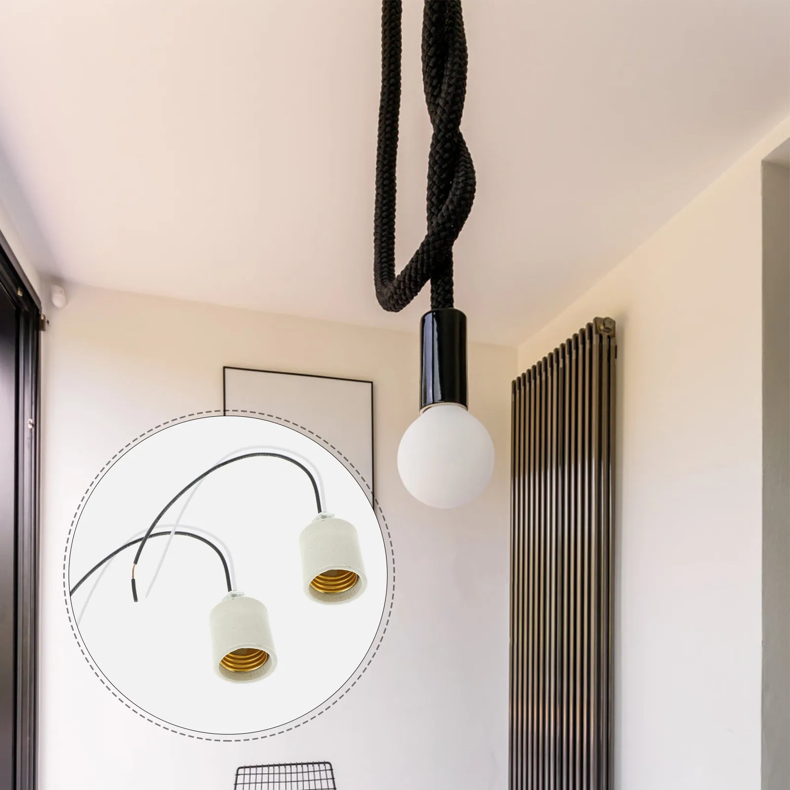 

5Pcs E27 Ceramic Light Socket Easy Install Stylish Lamp Holder Replacement for Ceiling Wall Light Fixtures Lamp Base