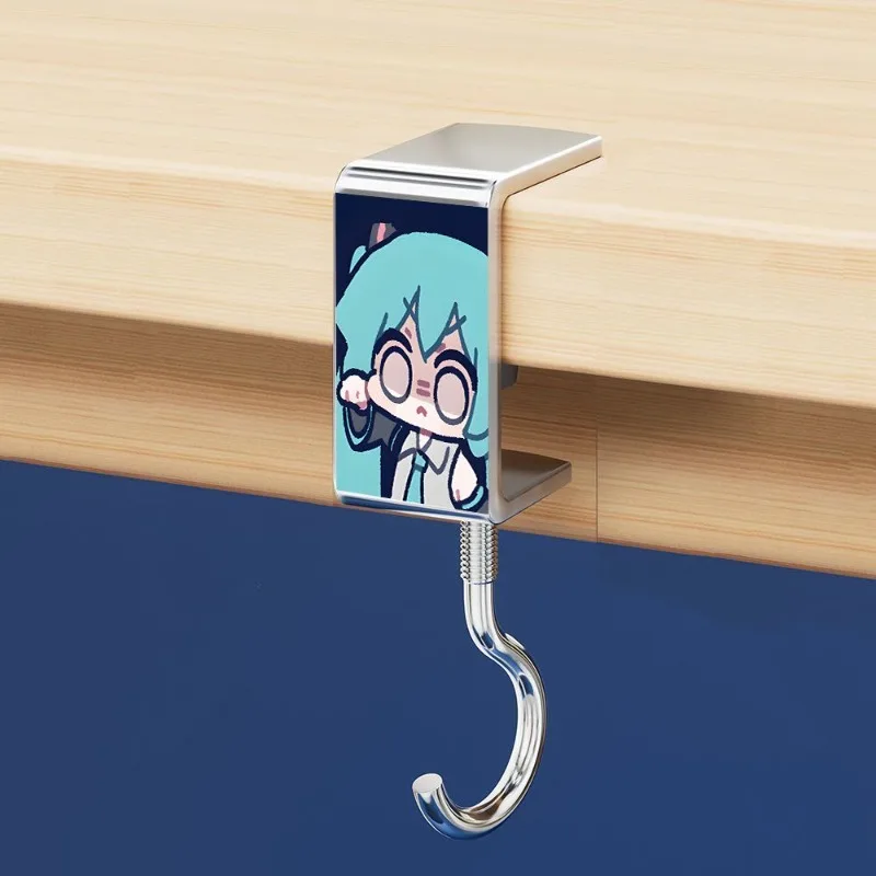 4pcs Miku Kawaii Anime Peripheral Hooks Movable and Rotatable Student Desk Backpack Hook Dormitory Accessories Gift view 3