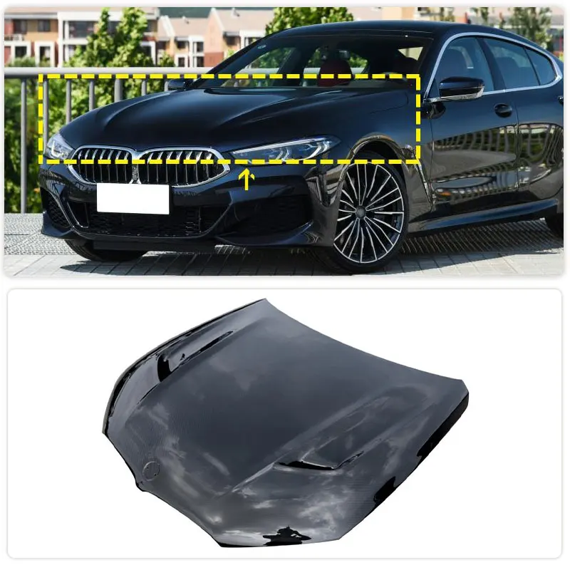 for BMW 8 Series 840i Gran Coupe 2D 4D 2018-2024 Prepreg Dry Carbon Car Front Engine Hood Front Bonnet Engine Cover Body Kit