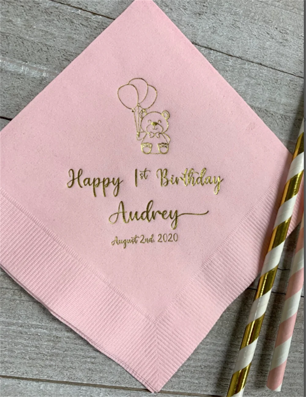 Guardanapos Guest Towel, Tema do urso, Bebidas, Almoço, Jantar, Baby Birthday Shower, Custom Impresso, Monogrammed, 50pcs