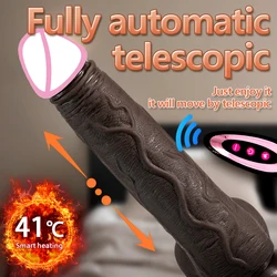 Black Dildo Vibrator Electric Heating Big Huge Penis G Spot Sex Toys for Women USB Rechargeable Wireless Thrusting Dildo 18