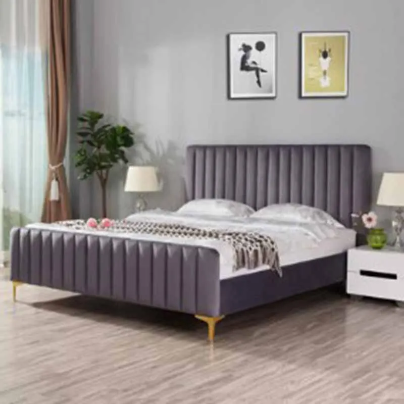 

High End Kawaii Double Bed Bedroom Soft Elastic Upholstered Modern Twin Beds Queen Luxury European Camas De Dormitorio Furniture