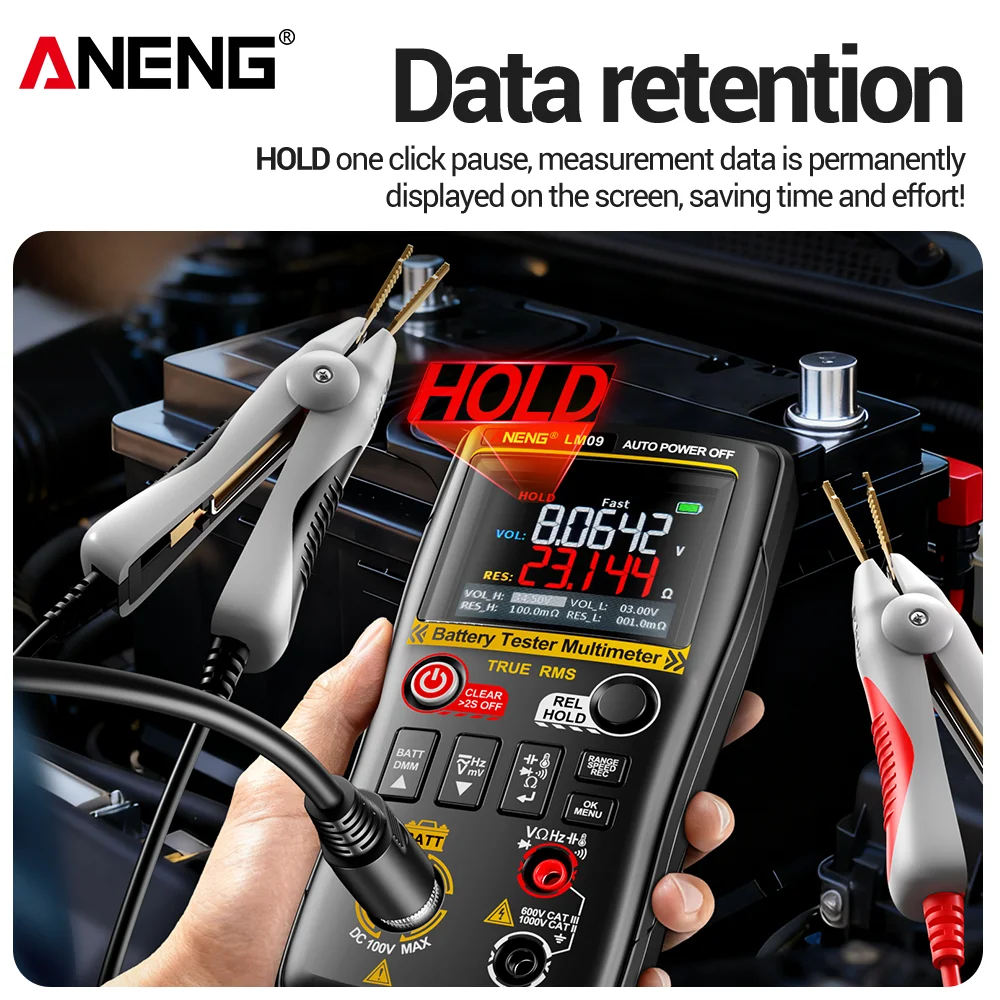 Picture 4: 2 IN 1 Battery Internal Resistance Tester Digital Multimeter 25000 Counts 2.4 Inch TFT Screen AC DC Voltage Current Repair Tool