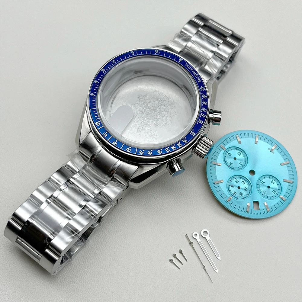 Back of the Moon Phase Pattern, 39.7mm Wristwatch Case, Strap 38.3mm Dial, Suitable for VK63 Movement Wristwatch Accessories