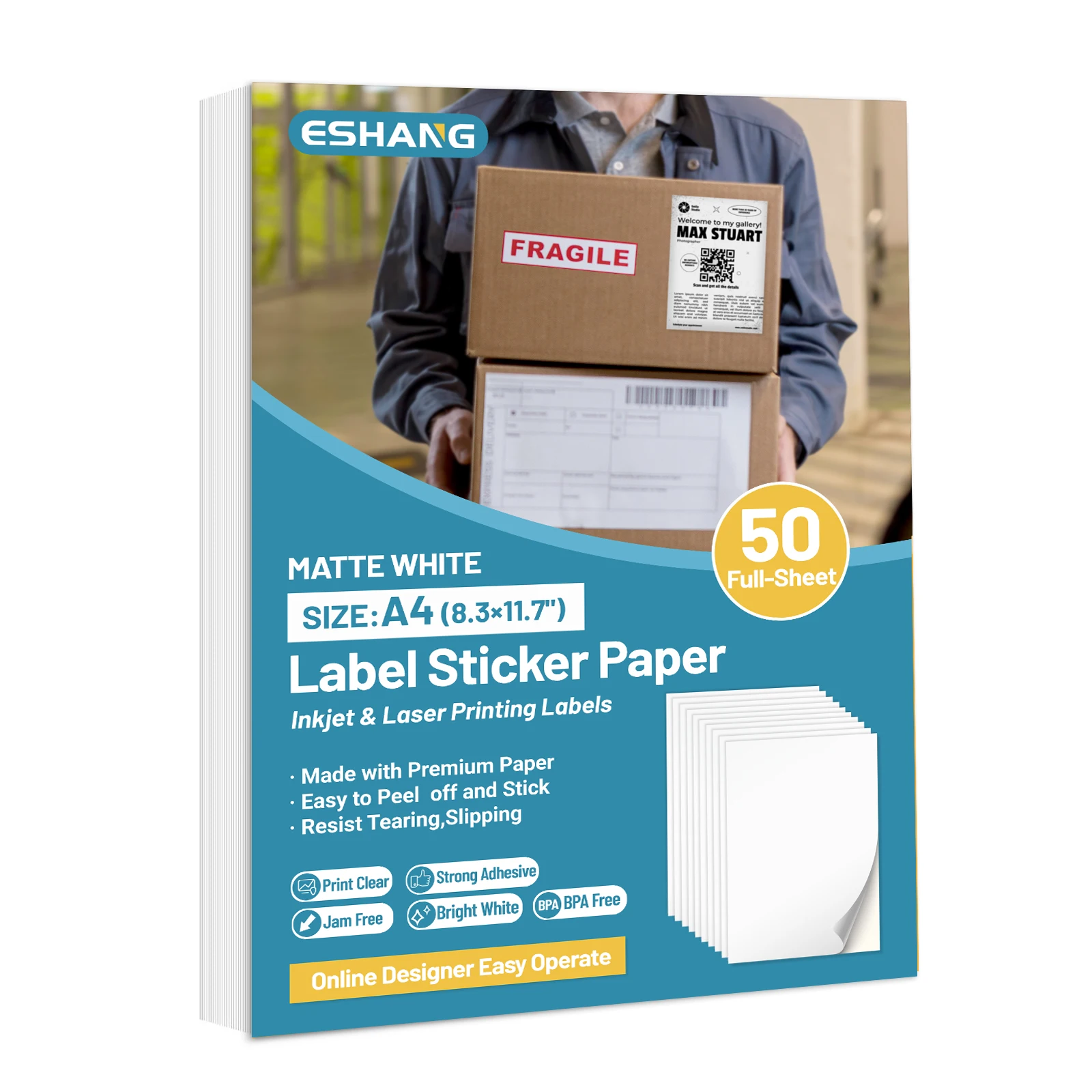 ESHANG Matte Self-Adhesive Shipping Labels for Laser And Inkjet Printers Compatible with Various Shipping Needs