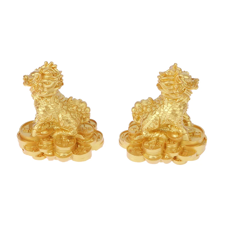1 Para Chińskich Miedzianych Figur Feng Shui Kylin Chi-lin Qilin Bóstwo Bestia do Dekoracji Domu